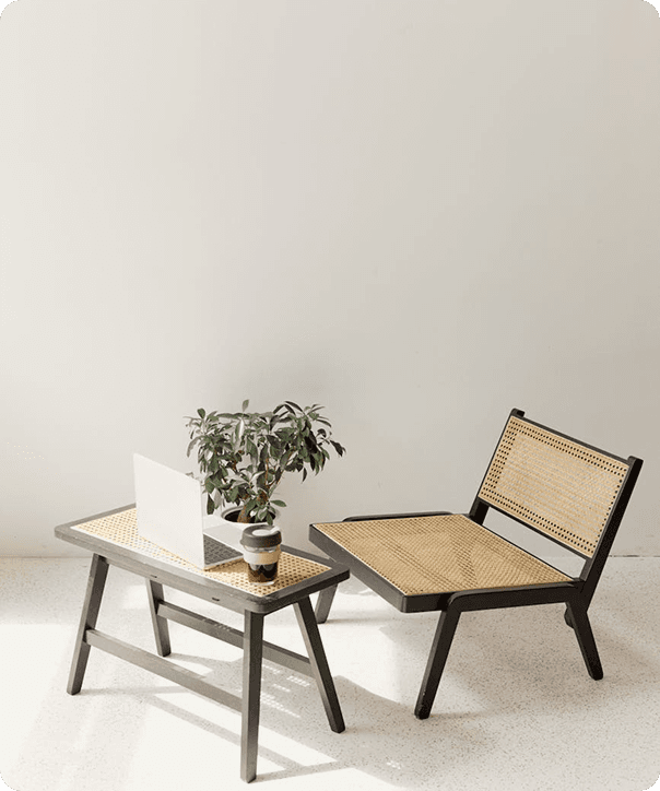 Cane Coffee Table Set